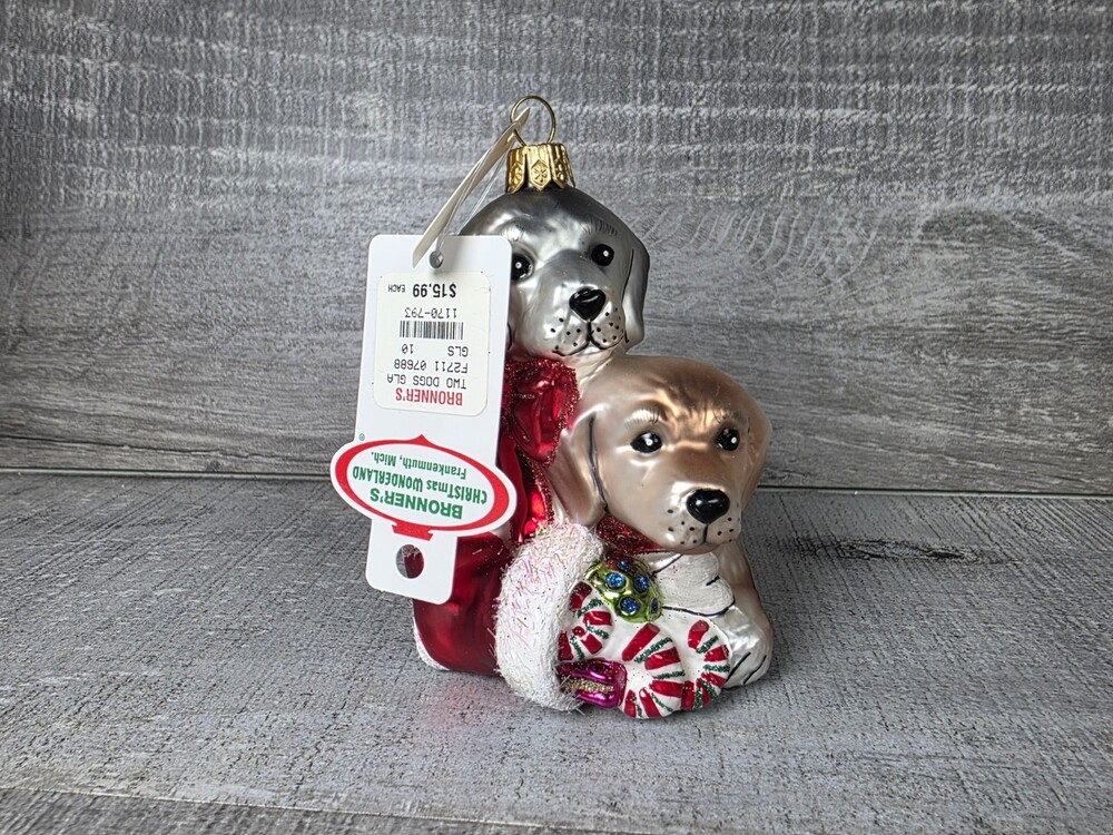 Old World Christmas Brand PUPPY LOVE Blown Glass Holiday Ornament NEW g77e1